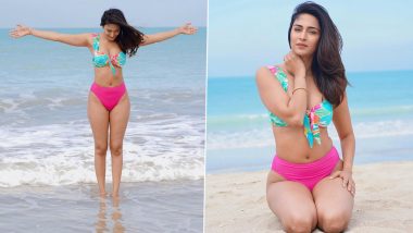 Kuch Rang Pyar Ke Aise Bhi Actress Erica Fernandes Looks Hot and Fabulous in a Pink and Blue Bikini As She Enjoys Her Time Out on the Beach (View Pics)